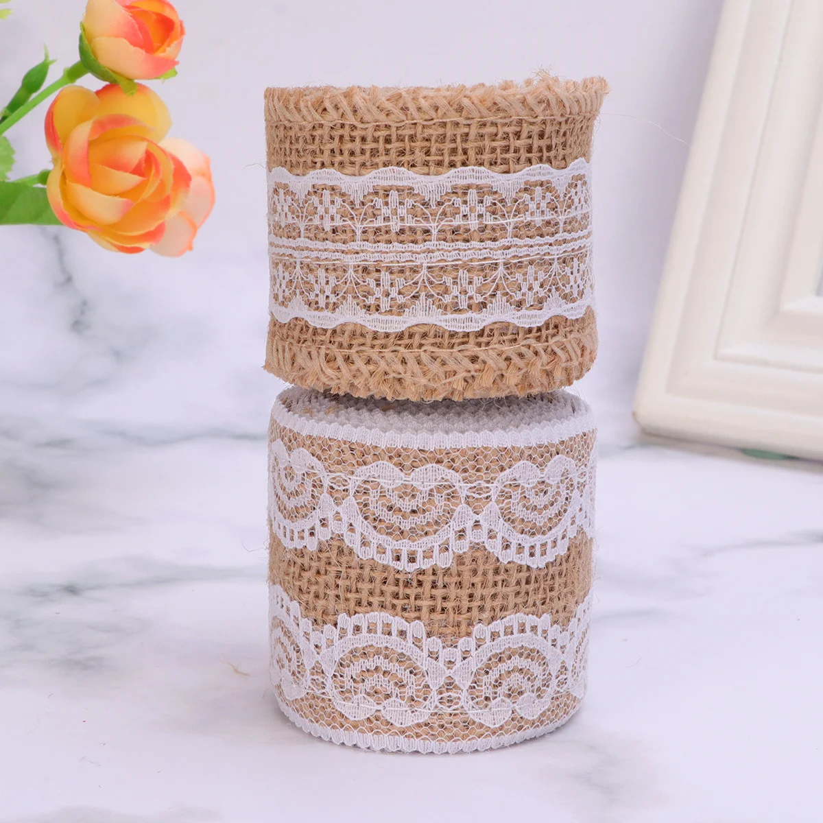 

2Pcs Burlap Ribbon Roll Lace Decor Eco Friendly Durable Wedding Craft Decoration Jute Ribbon for DIY Projects Gifts Ornaments