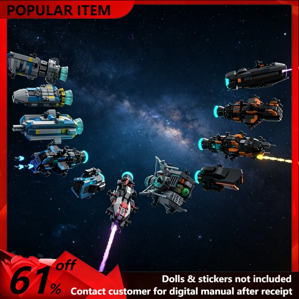 13630PCS MOC Multi‑Set Sci‑fi Interstellar Space Fleet Warship Collection Display Scene Model Building Blocks DIY Assembly Gifts