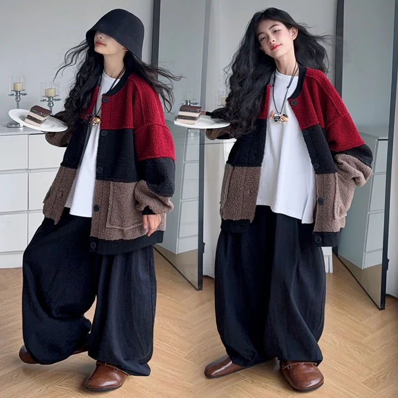 

Winter Baby Girls Clothes Faux Fur Coat Fleece Jacket Warm Parka Patchwork Lamb's Wool Jackets For Girls Winter Fleece Outerwear