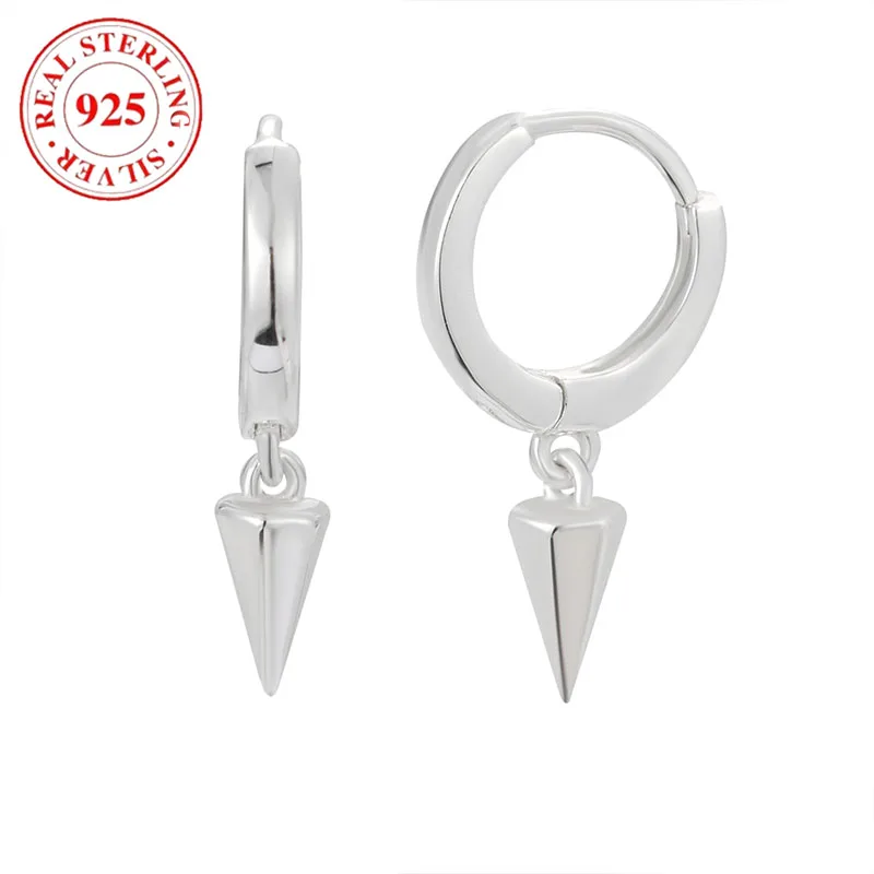 

925 Sterling Silver Geometric Tapered Women's Earrings Hypoallergenic Simple Earrings Ladies Party Elegant Jewelry Gifts