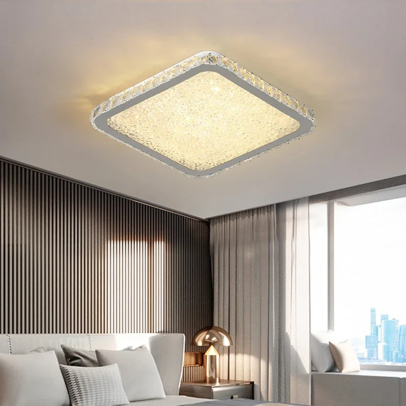 Moderno led redondo lâmpada do teto de luxo iluminação praça lâmpada cristal interior sala estar dourado brilhante luminária