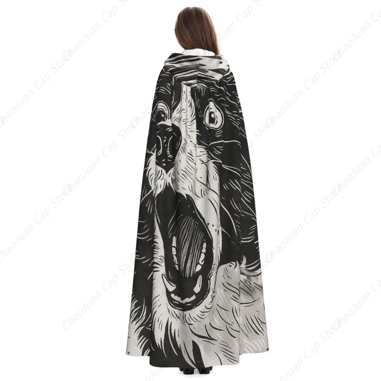 Funny Border Collie Dog Hooded Cloak Adult Halloween Hooded Cape Costume Robe Hooded Uniform Cosplay Cape