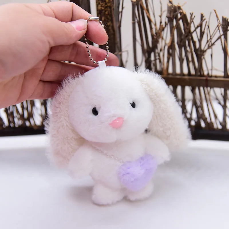 fashione long ear rabbit  pendant keychain soft bunny with love bag lifelike decorate christmas birthday couple sweet gift