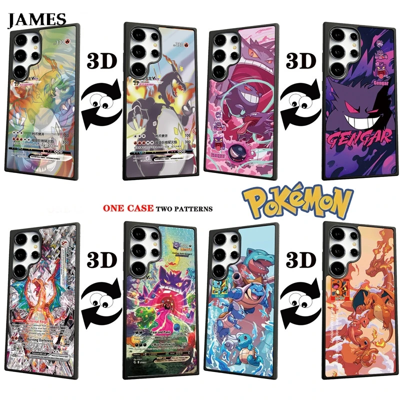 3D Change P-Pokemon Charizard Mega Case for Samsung Galaxy S22 S23 S24 Ultra Plus S24Ultra Gengar two Patterns Phone Cover