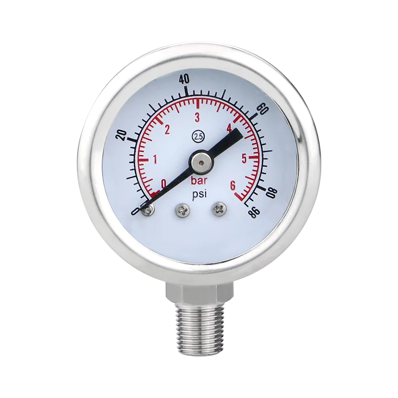 

Factory OEM Glycerine Filled Pressure Gauge 2.5% Stainless Steel Hydraulic Pressure Manometer