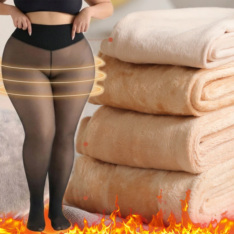 M/3XL Thermal Woman Stockings Fleece Tights Winter Warm Sexy Pantyhose Translucent Slim Thicken Tights Elastic Velvet Pantyhose