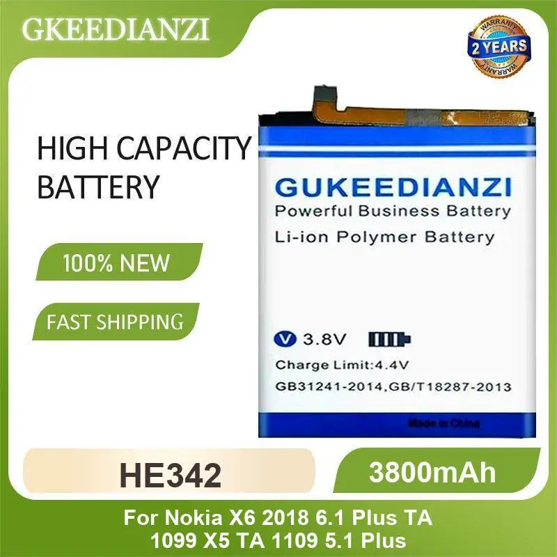 Аккумулятор для Nokia X6 X5 X71 X2 XL 4G X+ X 1045 5,1 6,1 Plus TA-1131 TA-1119 HE342 HE377 HE376 HE363 BV-5S BN-02 BN-01