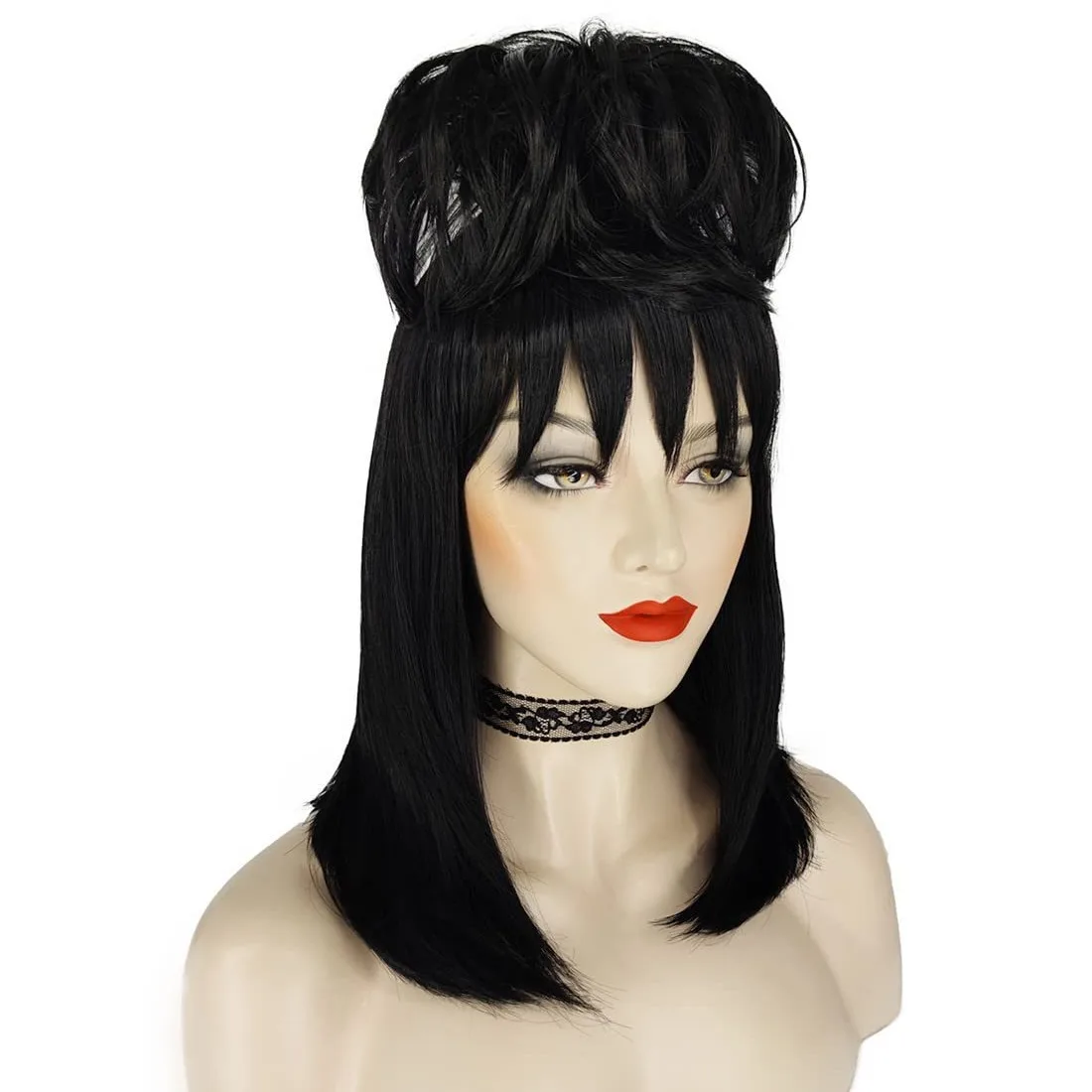 Peluca de Cosplay de película Lydia Deetz, pelucas de disfraz gótico de novia, accesorios para el cabello, pelo de alambre de alta temperatura para mujer