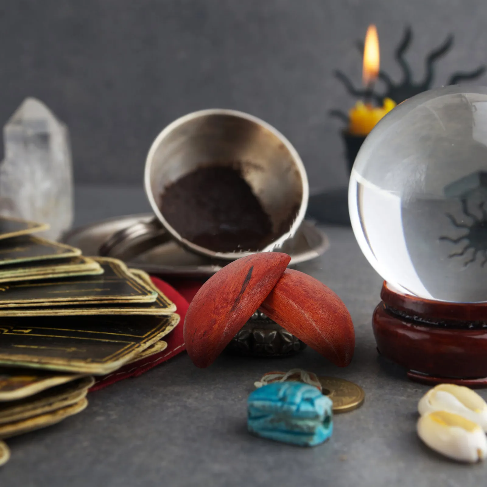2Pcs Divination Peach Wood Taoist Spiritual Wooden Divination Tools Home Buddhist Hexagram Ornament Portable