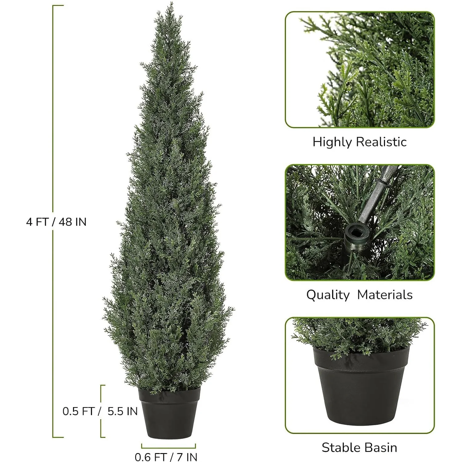 2-pack kunstmatige cederboom 95/125/150cm, UV-bestendige kunstplanten in potten, buiten- en binnenplanten voor thuis, patio, veranda decoratie