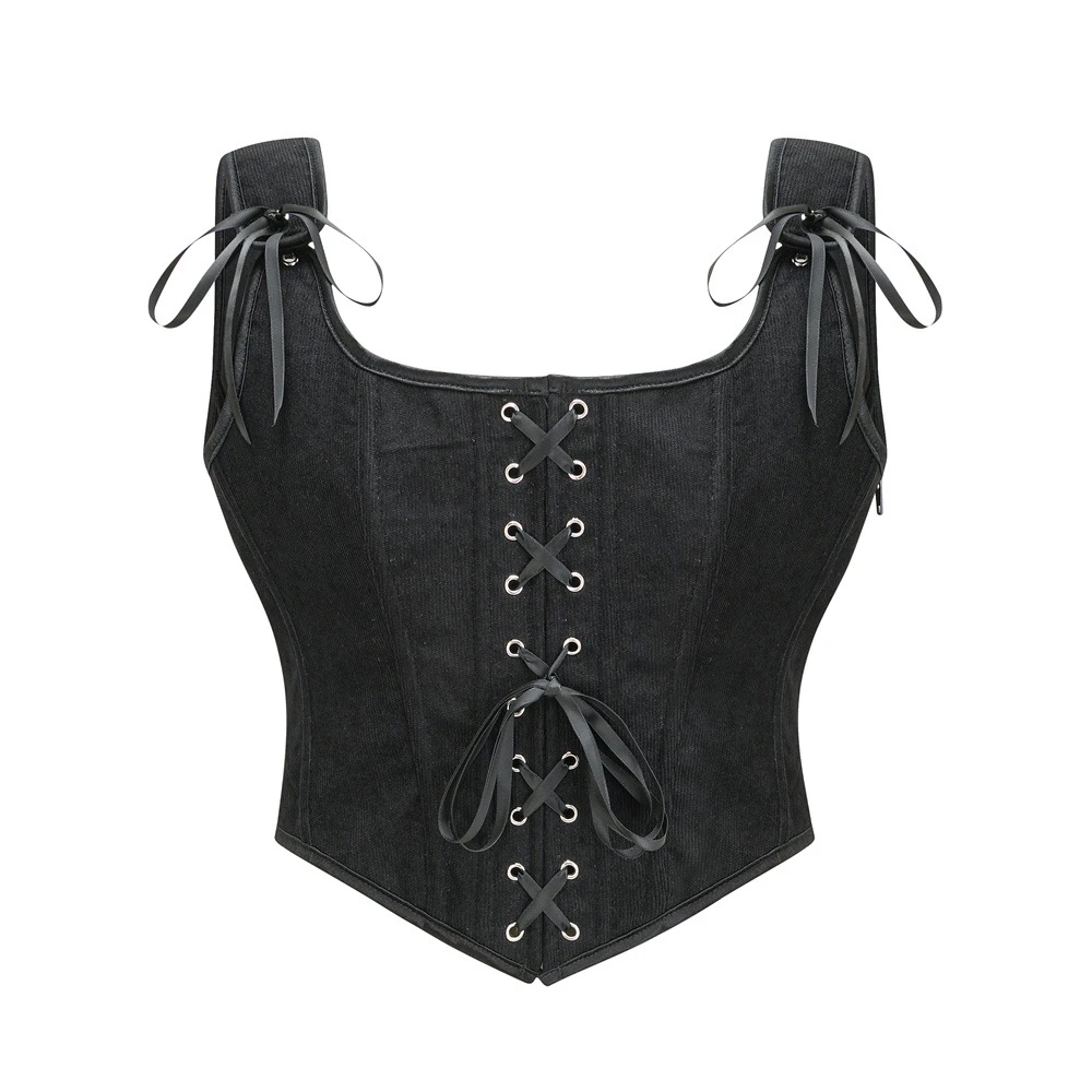 Vintage Bustier Slimming Tank Top Lace-up Zip Retro Corset Tops Summer Shapewear Vest Women Camisole