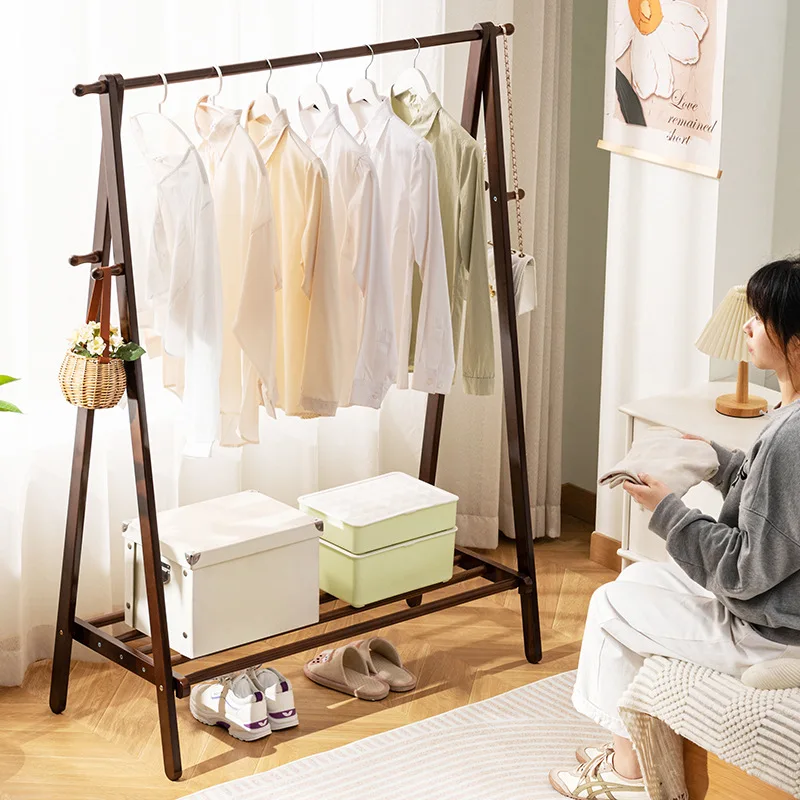 Solid wood coat rack hanger floor hanger hanger hanging clothes home floor bedroom vertical simple shelf carefully selected