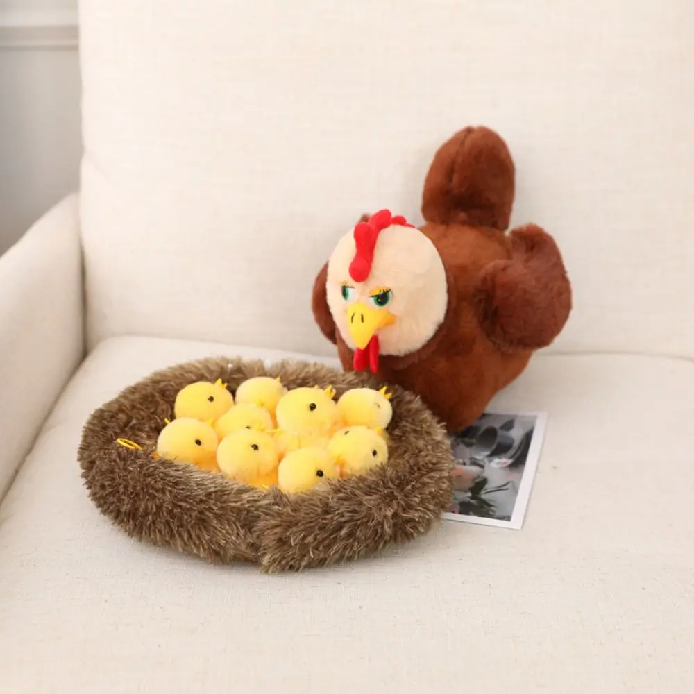 Kawaii จําลอง Hen Plush ของเล่นไก่ตลกสีเหลือง Hen Shape ของเล่นตุ๊กตาน่ารัก Soft Chick ครอบครัวตุ๊กตาของเล่นเด็ก