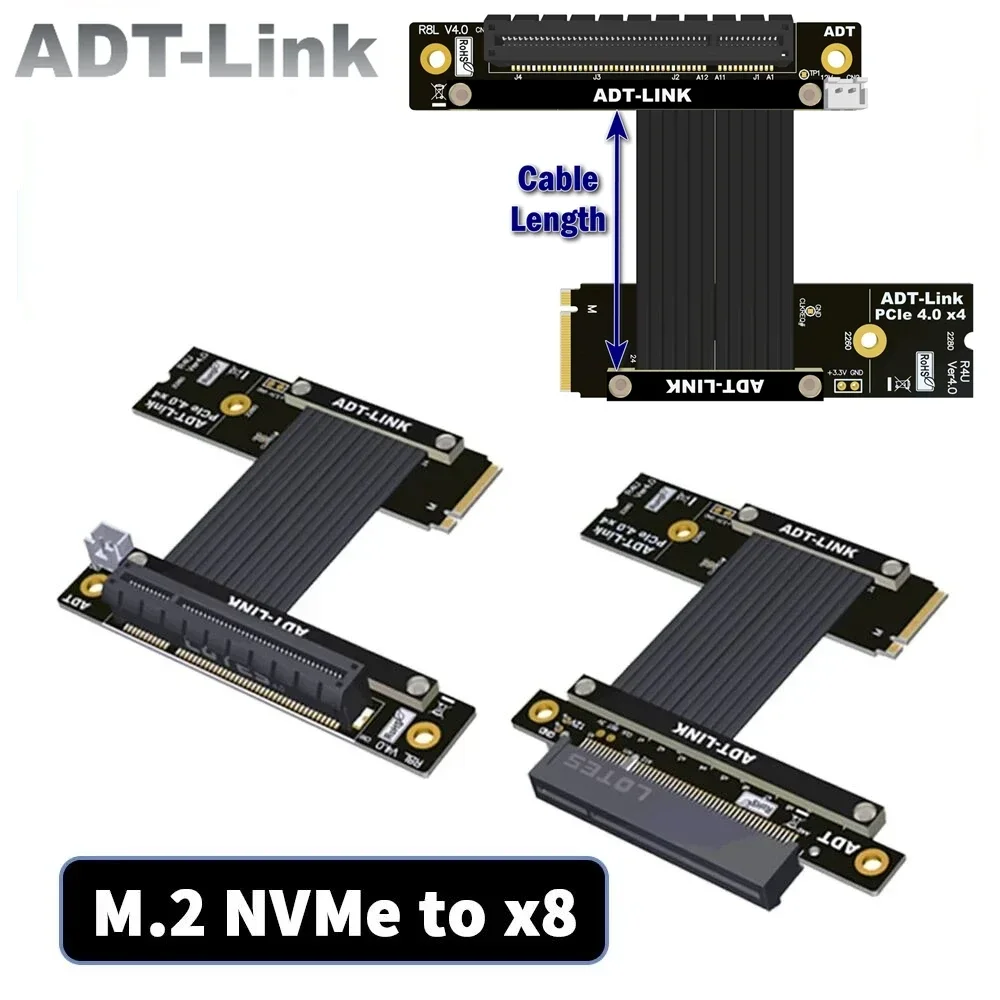 

ADT-Link M.2 NVMe To PCI Express 4.0 X8 Slot Extension Cable M.2 NVMe SSD To Gen4 PCIe X8 Female Riser For LAN RAID SSD GPU Card