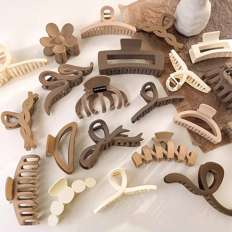 패션 여성 커피 색상 대형 머리 손톱 아크릴 머리핀 꽃게 헤어핀 여아 한국 모자 장식 머리용 액세서리