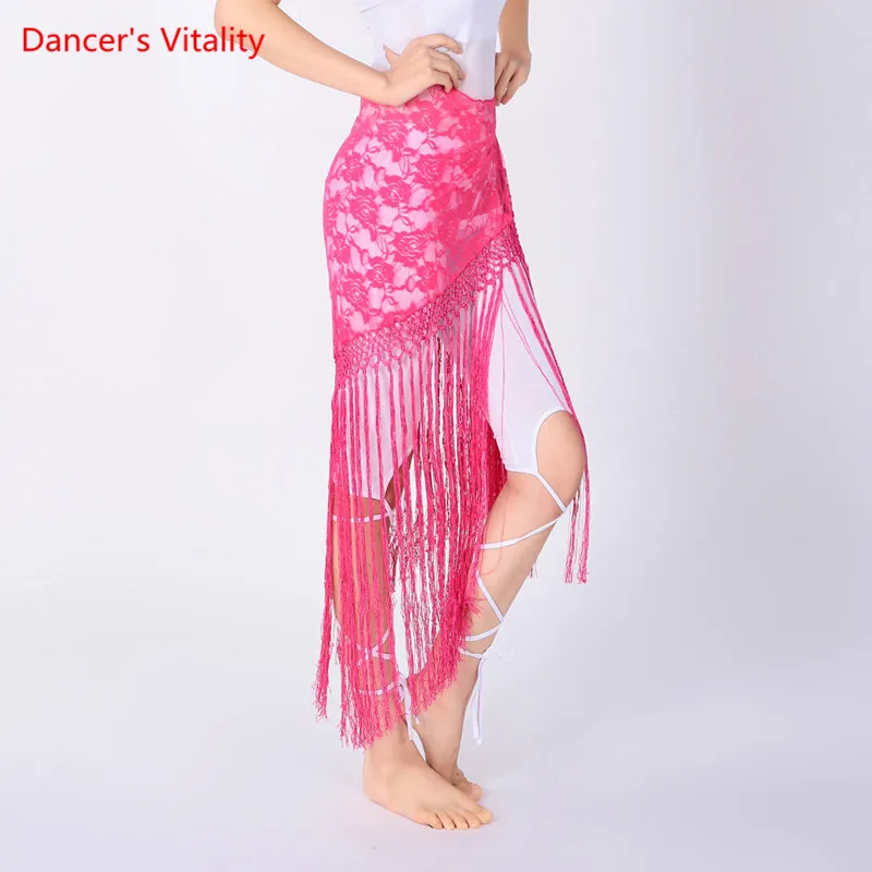 Belly Dance Hip Scarf Lace Tassel Triangle Belt Practice Skirt Female Elegant Long Fringed Profession Performance Clothing