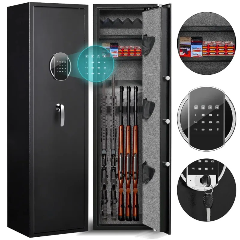 Large Tall Gun Safe Cabinet CE Certified with Electronic Password, Removable Shelf, Quick Access Storage