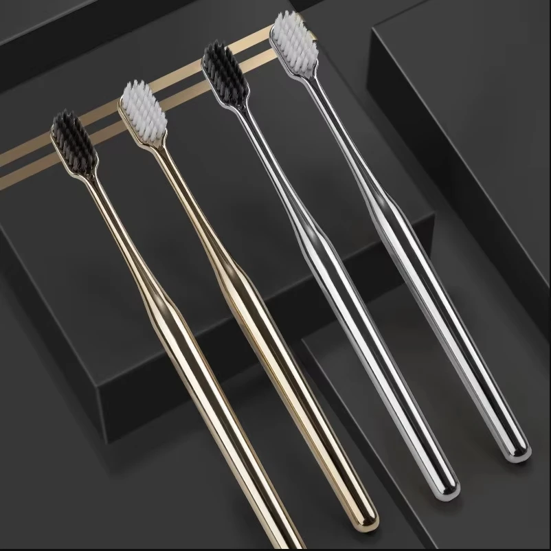 Luxury Soft Toothbrush Men Women Adult Tooth Brush Gold Silver Dental Brushes Elegance Gentle Toothbrushes