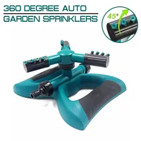 Water Sprinkler Automatic Garden Sprinklers Watering Grass Lawn 360 Degree Circle Rotating Garden Pipe Hose 3 Arm Three Nozzles