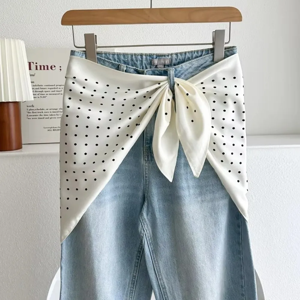 Stacked Wear Polka Dot Triangle Scarf Waist Tie Triangular Shape Versatile Decorative Headscarf Waist Belt Stylish Layering