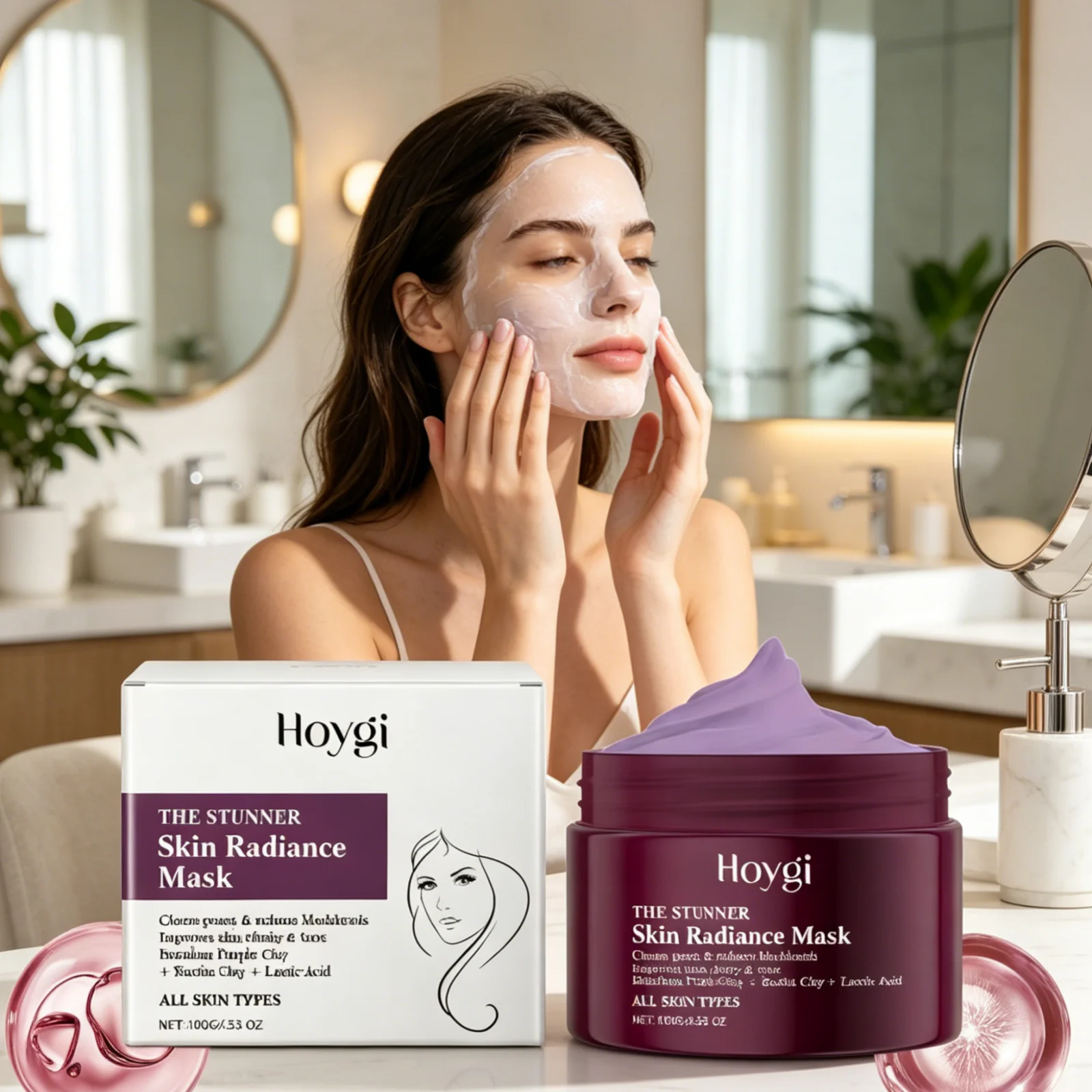 

Hoygi Skin Radiance Mask Even Skin Tone Gentle Exfoliating Pore Cleaning Oil Control Refreshing Non Greasy Brightening Mask 100g