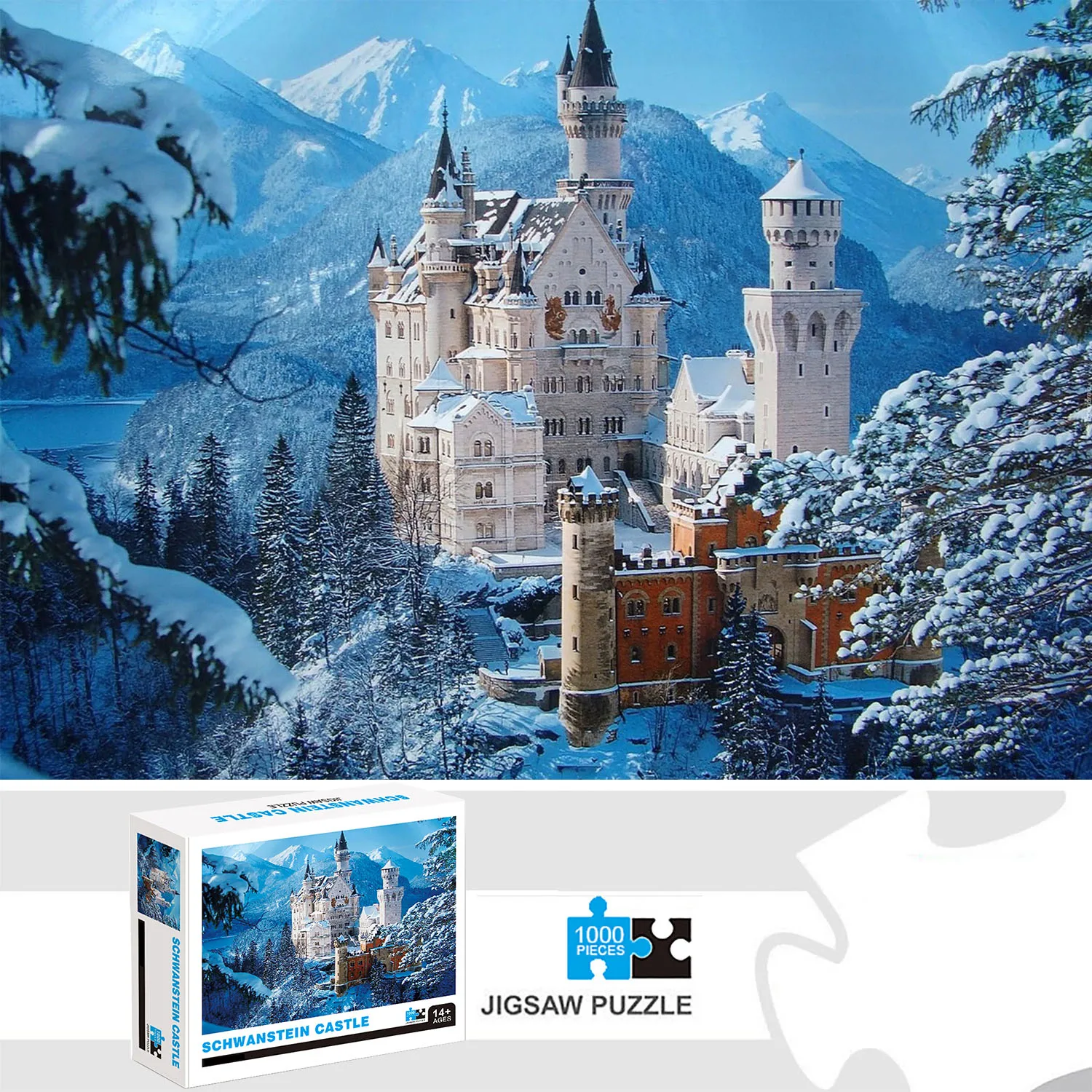 1000 Pieces Schwanstein Castle Jigsaw Puzzle Home Decor Adults Puzzle Games Family Fun Floor Puzzles Educational Toys for Kids