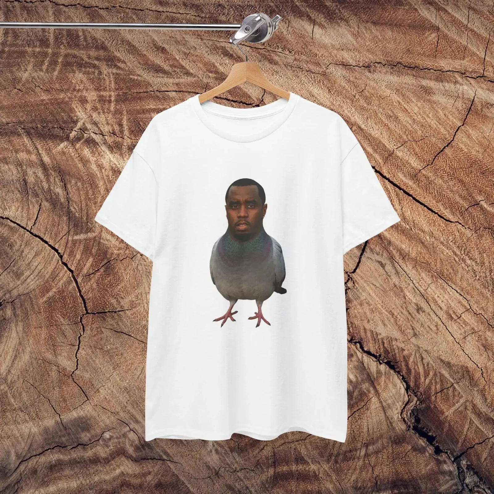 Diddy Pigeon Meme T shirt vintage Washed fashion Soft Casual Breathable Versatile streetwear homme Comfortable Slightly Stylish
