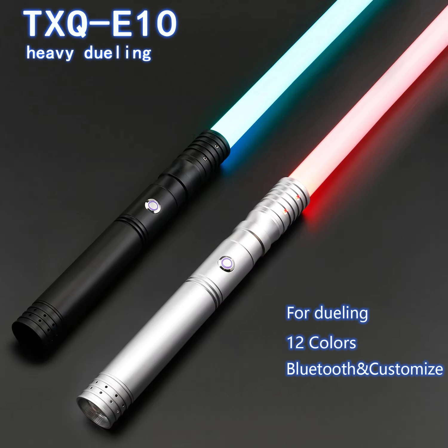 TXQSABER Lightsaber RGB Heavy Dueling, pedang Laser Swing SN Pixel dengan 16 Set, tulisan suara Metal Hilt halus berubah warna tak terbatas