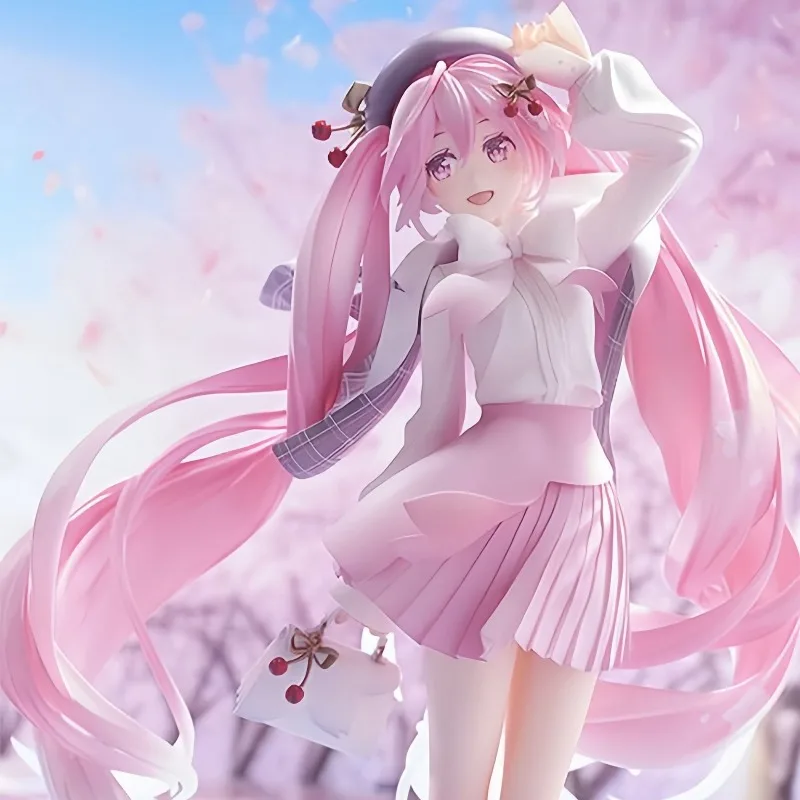 반다이 하츠네 미쿠 모델 애니메이션 피규어 벚꽃 귀하의 공주 Songma 주변 장식 장식품 선물