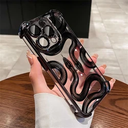 Fashion Black Snake Skull Phone Case For Samsung S24 S23 S22 S21 S20 FE Note20 Plus Ultra Lite 5G Shockproof Clear Armor Cover