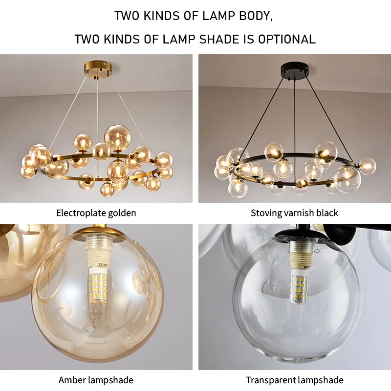 Lampe Suspendue en Verre au Design Nordique Moderne, Luminaire Décoratif d'Nik, Idéal pour une Chambre à Coucher, un Mobilier de Luxe