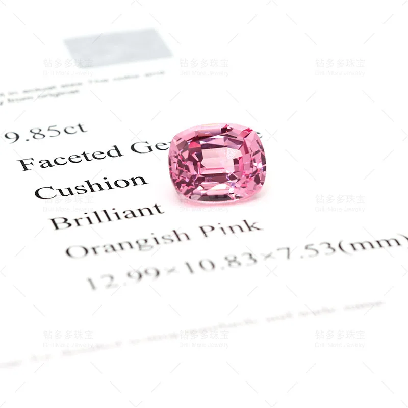 Cushion Cut Palpalacha 9.85ct Laboratory Cultivates Sapphire Orange Pink Premium Gemstones With An Optional GA Certificate