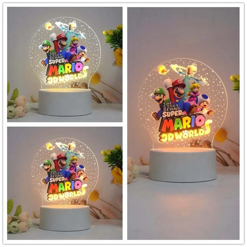 Super Mario Bros 3D Projection Night Light Bedside Lamp Cute Atmosphere Warm Light Dimmable Home Sleeping Lamp Gifts Toy view 4