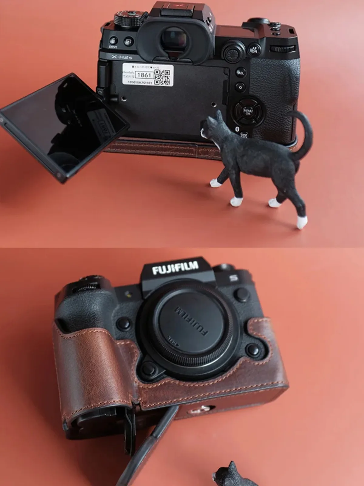 خمر حقيبة كاميرا جلدية حقيقية حقيقية حماية غطاء قاعدة حزام حزام ل فوجي فوجي فيلم XH2 XH2S X-H2 X-H2S