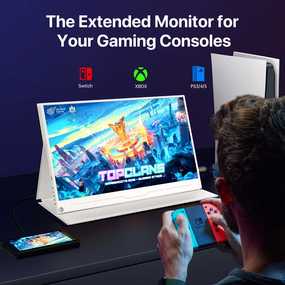 完璧なポータブルモニター 15.6 インチ 1080P USB-C HDMI コンピュータディスプレイ HDR IPS ゲーム画面 PC ラップトップ用プレミアムスマートカバー付き