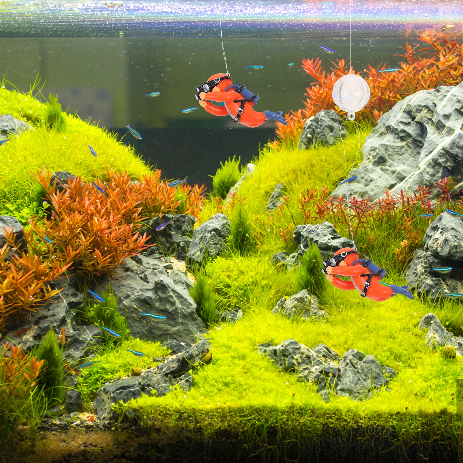 

Decorative Aquarium Floating Diver Premium PVC Simulation Decor Fish Tank Accessories Lifelike Floating Diver Ornament