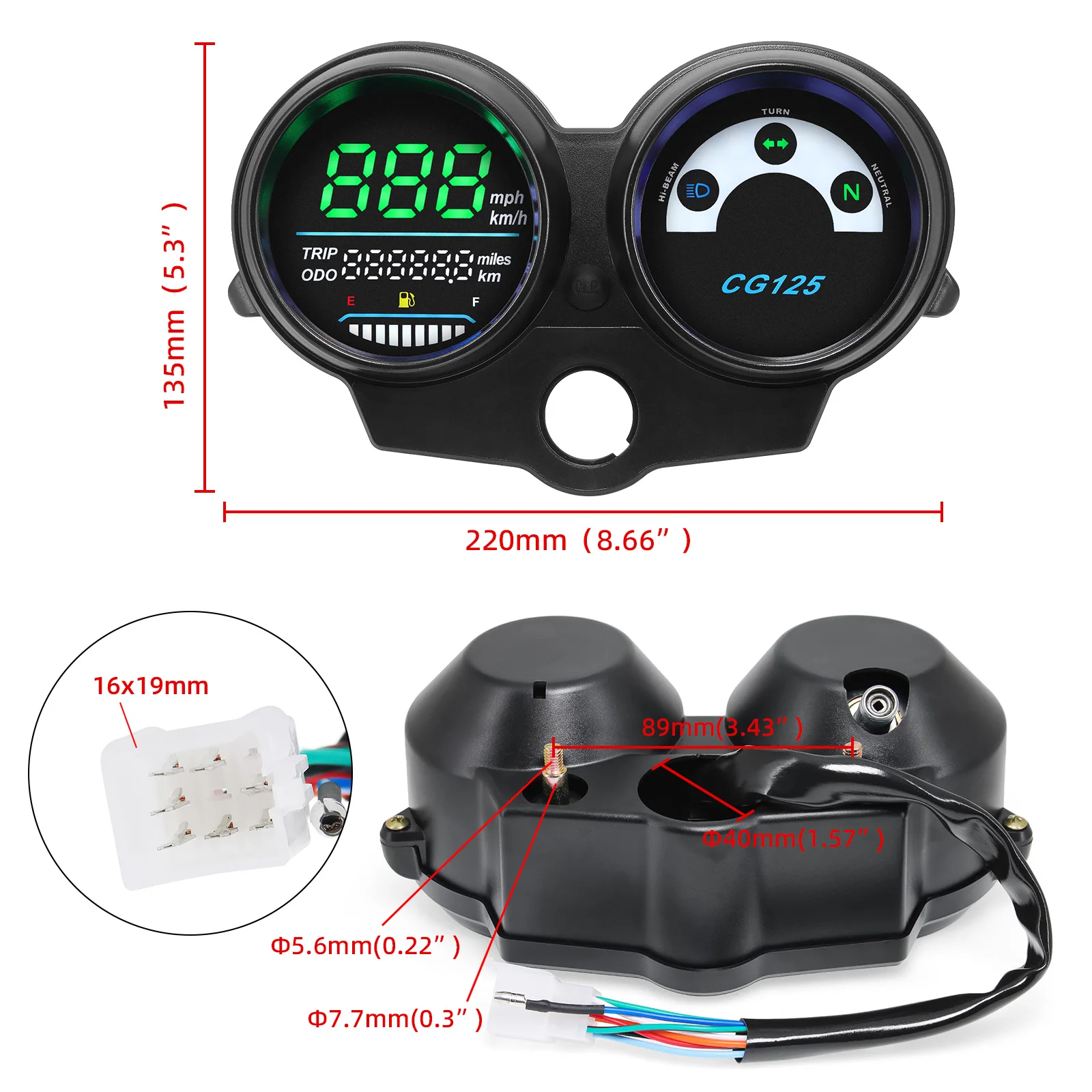 LED Digital Motorcycle Speedometer CG125 2000 to 2008 Fan 125 Titan 125 2013 Dashboad Brazil For Honda Motorcycle Digital Panel