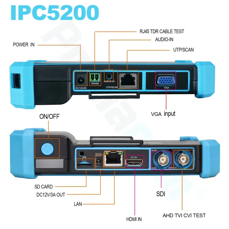 PTZ Controller 5100 Plus Tester Monitor Kit Video Überwachung Tester Netzwerk Kabel Multi-Funktion Hikvision Dahua DV12V Ausgang