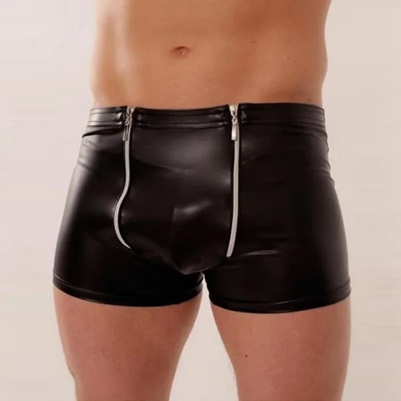 Fashion Black Vinyl Leather Men Boxers Pants Lingerie M, L, XL W850545