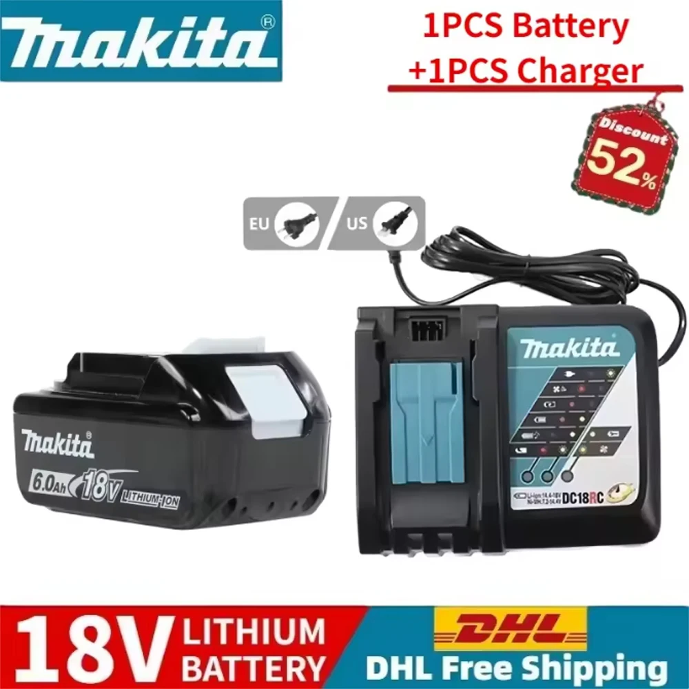 

Genuine Makita 6Ah/5Ah/3Ah for Makita 18V Battery BL1830 BL1850B BL1850 BL1840 BL1860 BL1815 BL1820 Replacement Lithium Battery