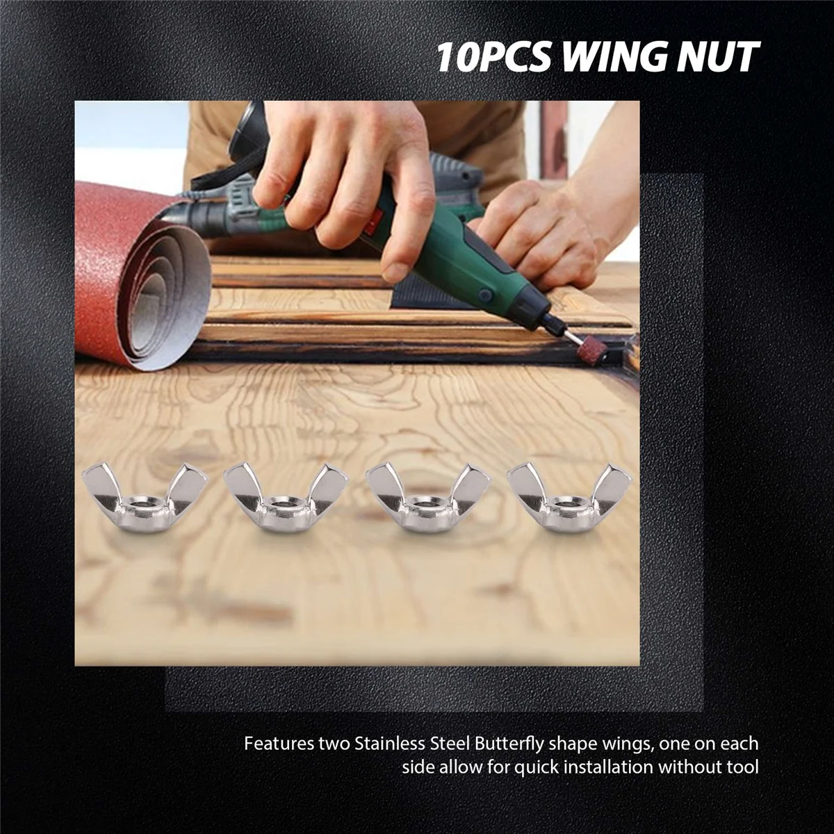 M6 Thread Dia Stainless Steel Wing nut Butterfly Wing Nuts 10 Pcs