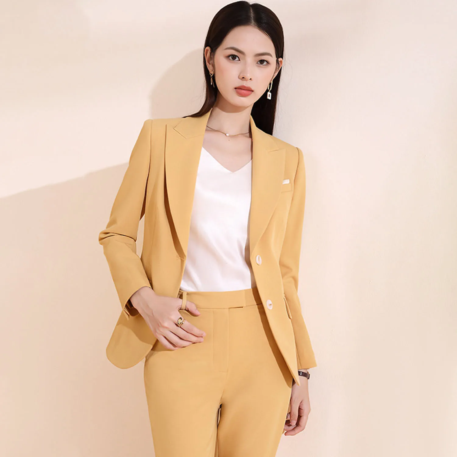 

Allingentle Women's Suit 2 Piece Set Business Double-Breasted Blazer Pantsuit Set for Party Office Work Outfits Customize