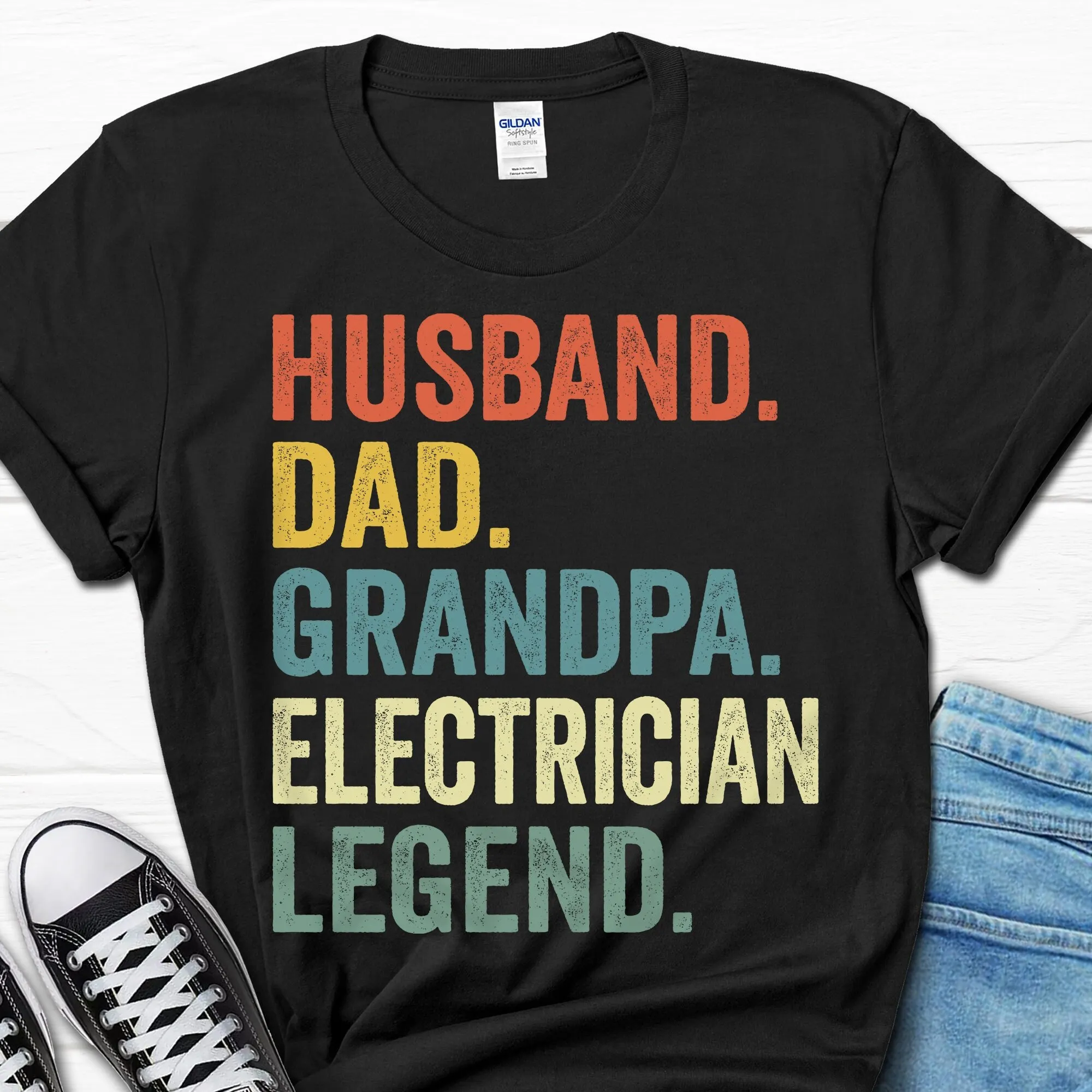 

Husband Dad Grandpa Electrician Legend Men's T Shirt Engineer s From Wife Funny Plumber For Men Mechanic Him