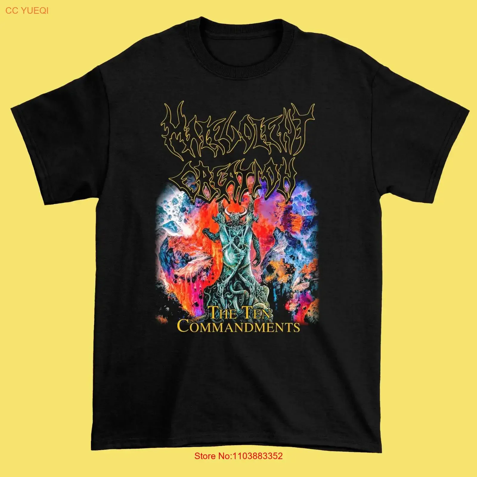 MALEVOLENT CREATION The Ten Commandments Camiseta negra S 5XL HD567 vintage lavada versátil unisex ropa de diseñador elegante