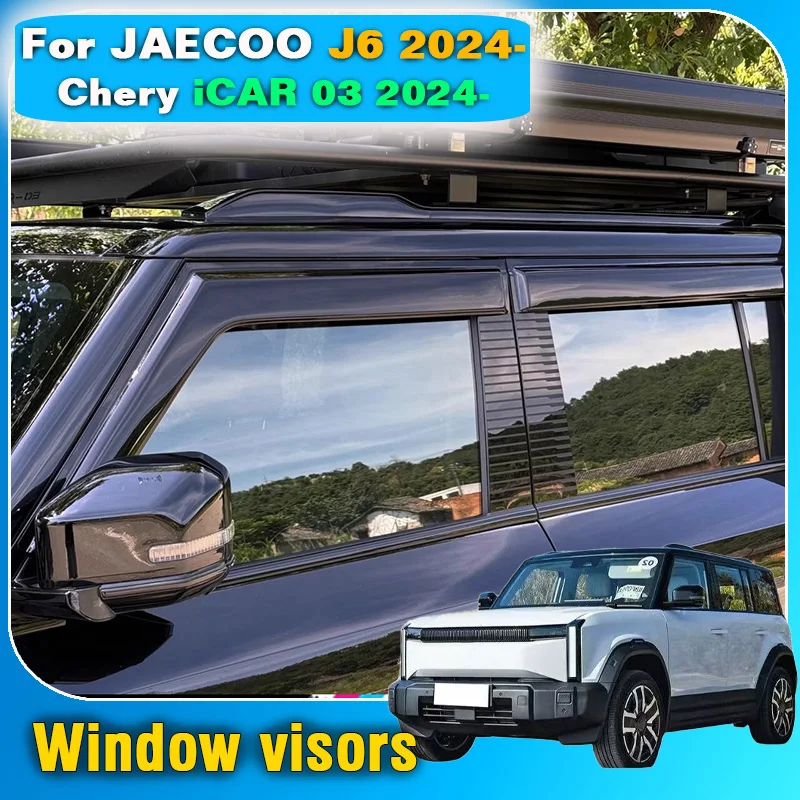 

For JAECOO J6 Chery iCAR 03 2024 Car Window Visors Rain Shield trim light strip Exterior modification practical Decoration
