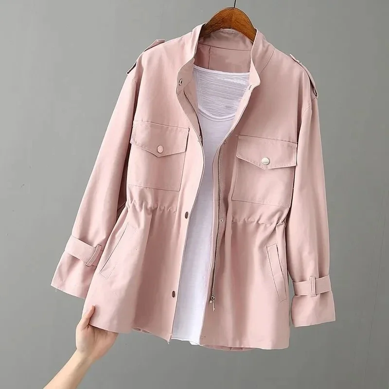 

Spring Autumn Trench Coats Women's 2024 New Korean Loose Zipper Mid Long Woman Trench Overcoat Windbreaker Female Outerwear Tops