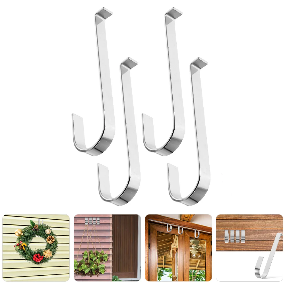 

4 Pcs Metal Hook Vinyl Siding Hooks for Hanging Lamps Outdoor Plant Pots Stainless Steel Christmas