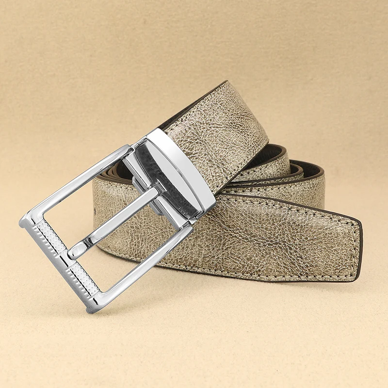 Ceinture en cuir véritable gris clair pour hommes, marque célèbre, boucle ardillon, mode de créateur, bracelet de luxe, décontracté, jeune, Cirboy