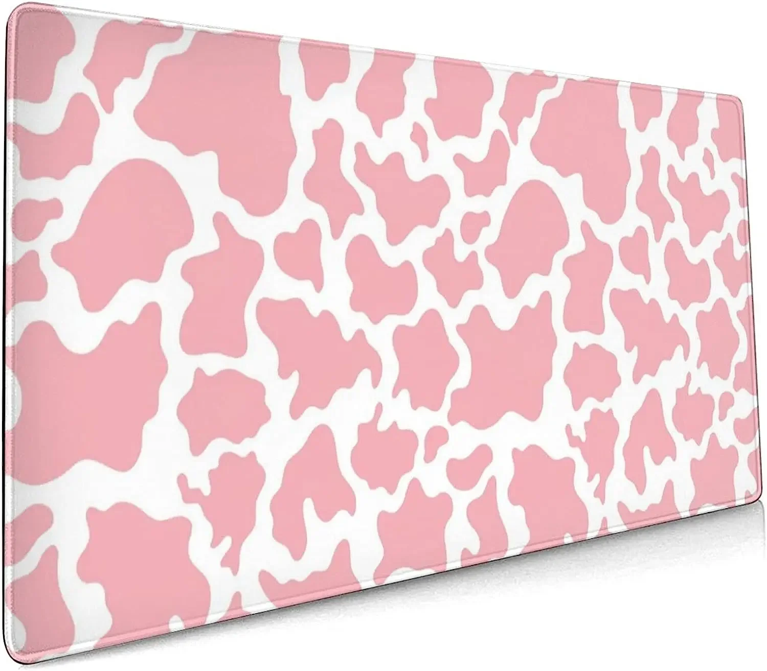 

Pink Cow Print Extended Mouse Pad 35.4x15.7 Inch XXL Strawberry Cow Texture Pattern Non-Slip Rubber Base Large Waterproof