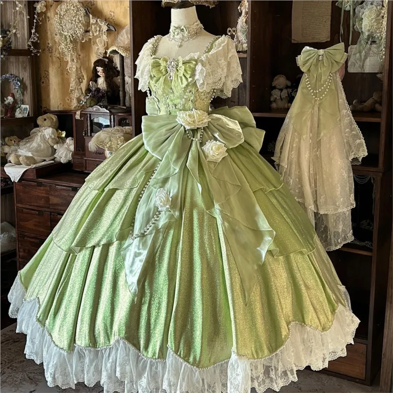 A light luxury and niche green birthday coming-of-age gift puffy dress